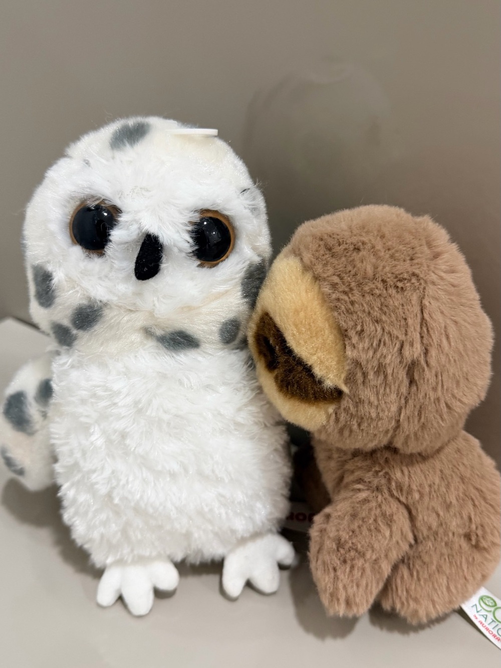 White & Gray Spotted Plush Owl Stuffed Toy - Soft Cuddly Companion